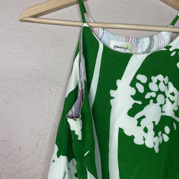 Anthropologie Tank Top women’s XS Porridge Layered Split Back Green Floral Swing - Picture 6 of 11